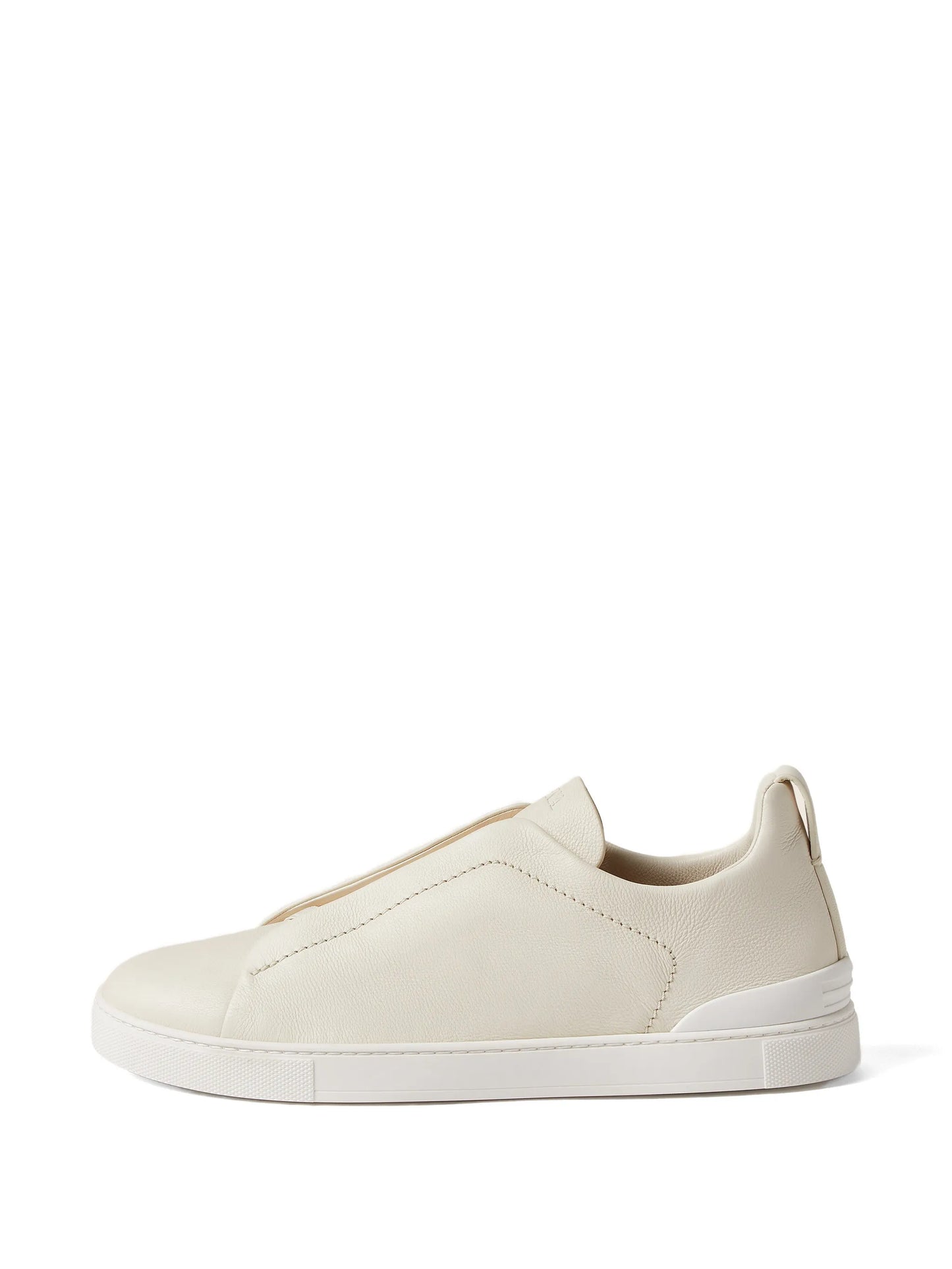 ZEGNA Triple Stitch SECONDSKIN Beige Leather Sneakers Mens