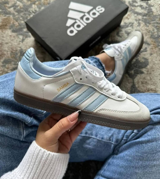 Adidas Samba White x Baby Blue
