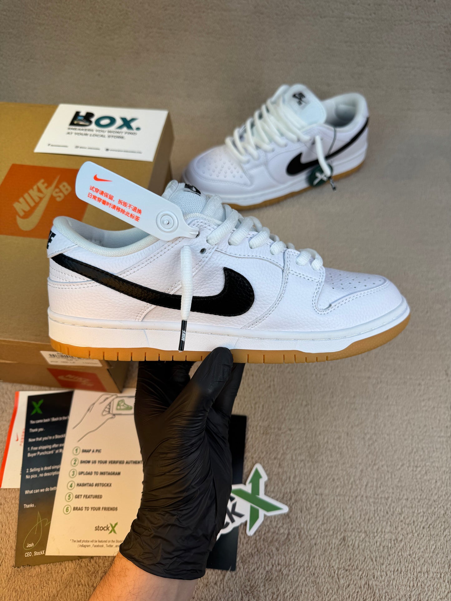 Nike SB Dunk Low White and Gum Light Brown