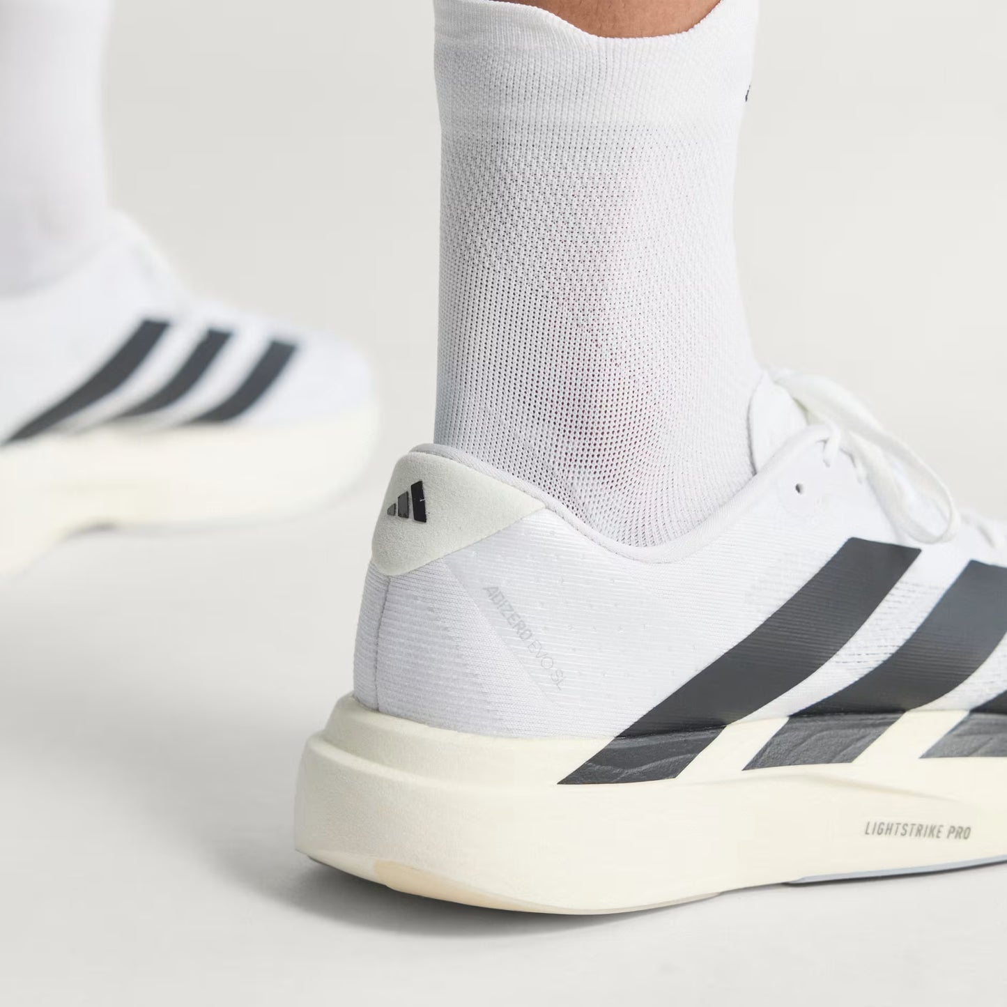 Adidas Adizero EVO SL White Silver Running Shoes White x Black