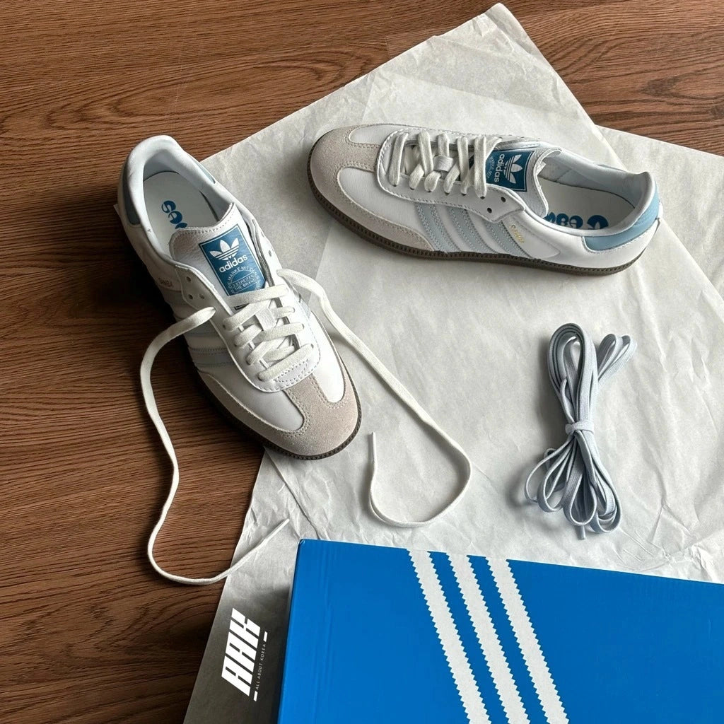 Adidas Samba White x Baby Blue