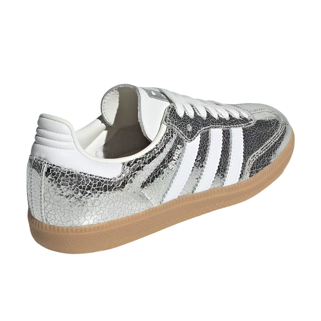 Adidas Samba OG Cracked Leather Women Sneakers - Silver Metallic
