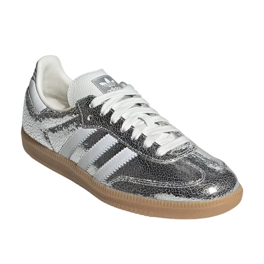 Adidas Samba OG Cracked Leather Women Sneakers - Silver Metallic
