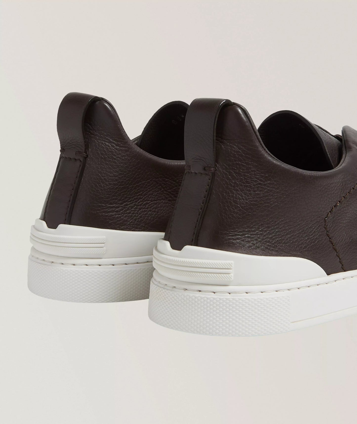 ZEGNA Triple Stitch SECONDSKIN Brown Leather Sneakers Mens