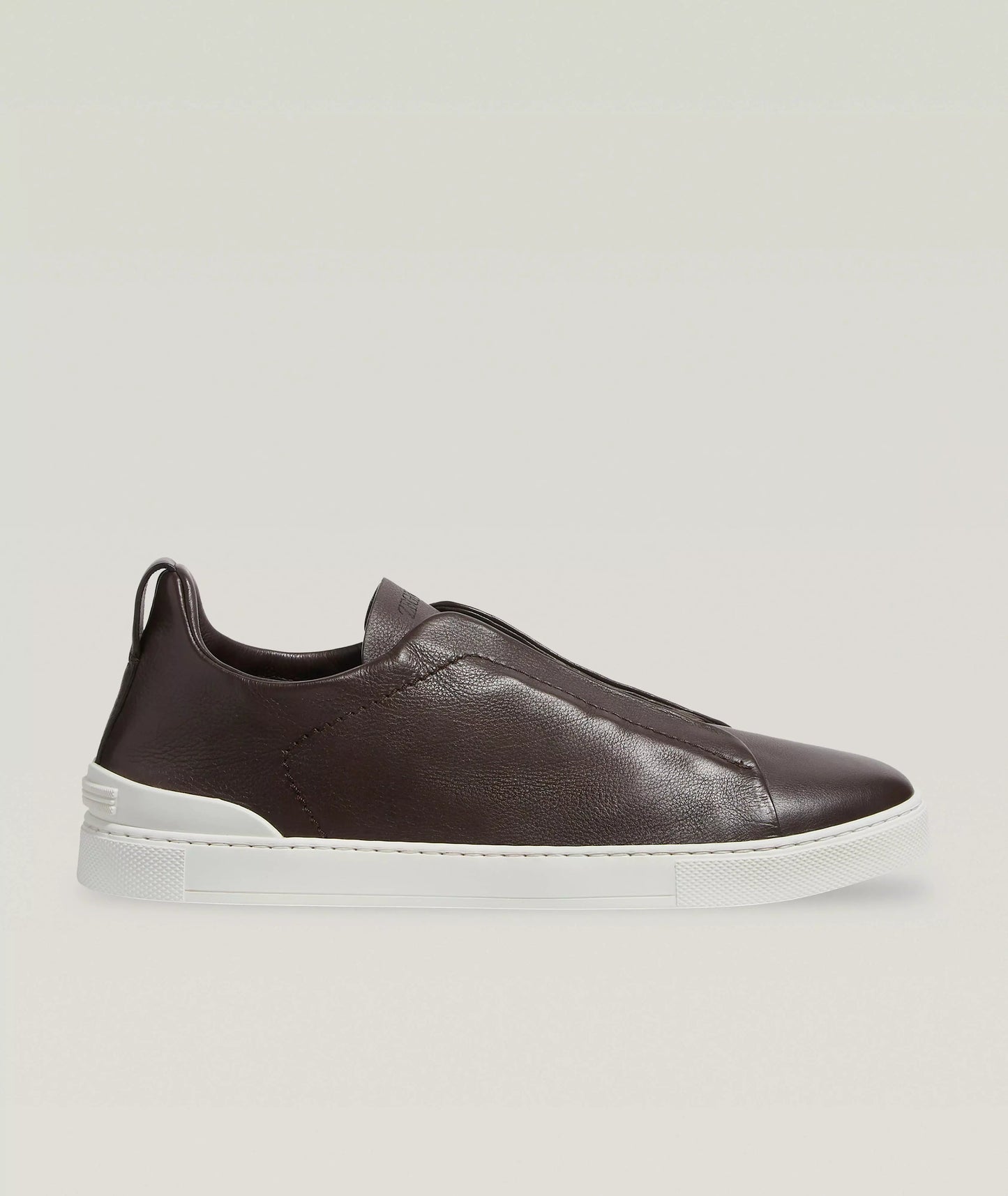 ZEGNA Triple Stitch SECONDSKIN Brown Leather Sneakers Mens