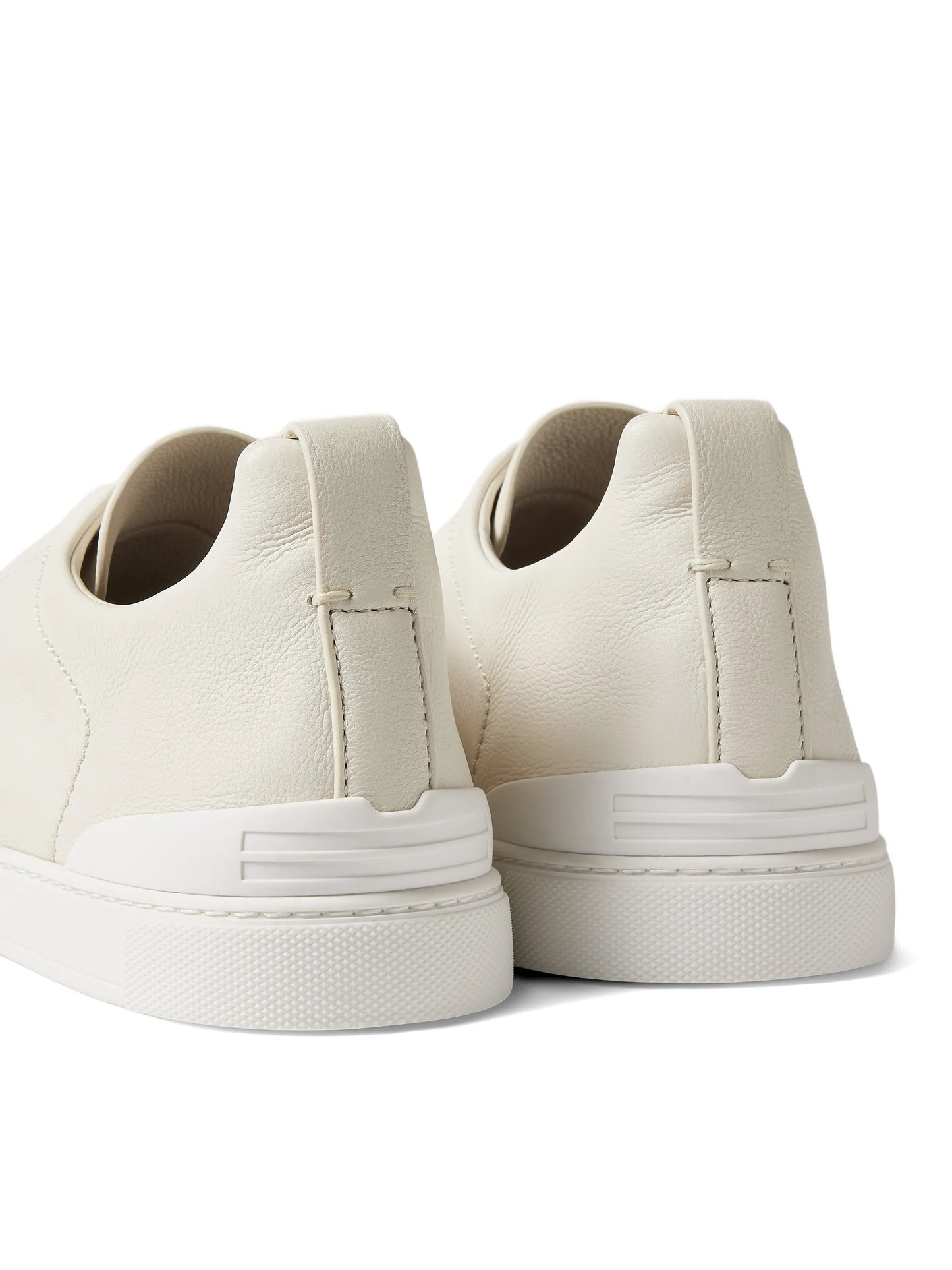 ZEGNA Triple Stitch SECONDSKIN Beige Leather Sneakers Mens
