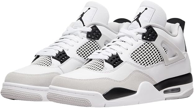 Air Jordan 4 Retro White Black Neutral Grey Sneakers
