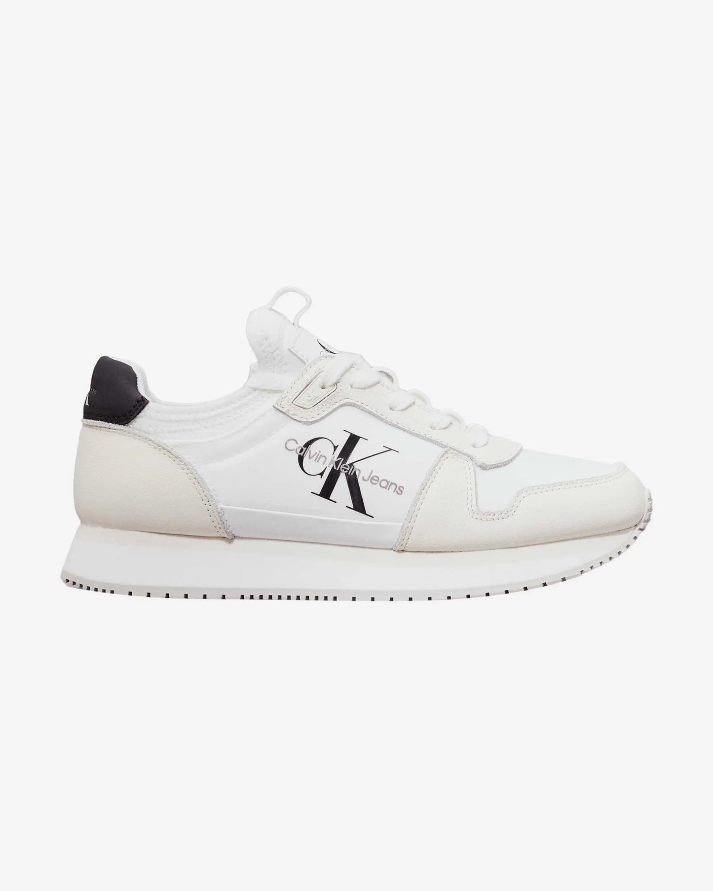 **Calvin Klein Jeans Runner Sock Laceup Trainers – Men’s Sneakers (White/Black)**