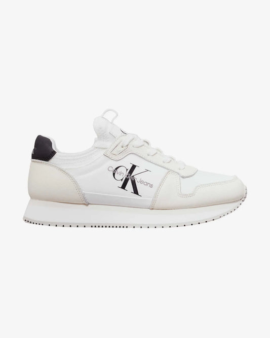 **Calvin Klein Jeans Runner Sock Laceup Trainers – Men’s Sneakers (White/Black)**