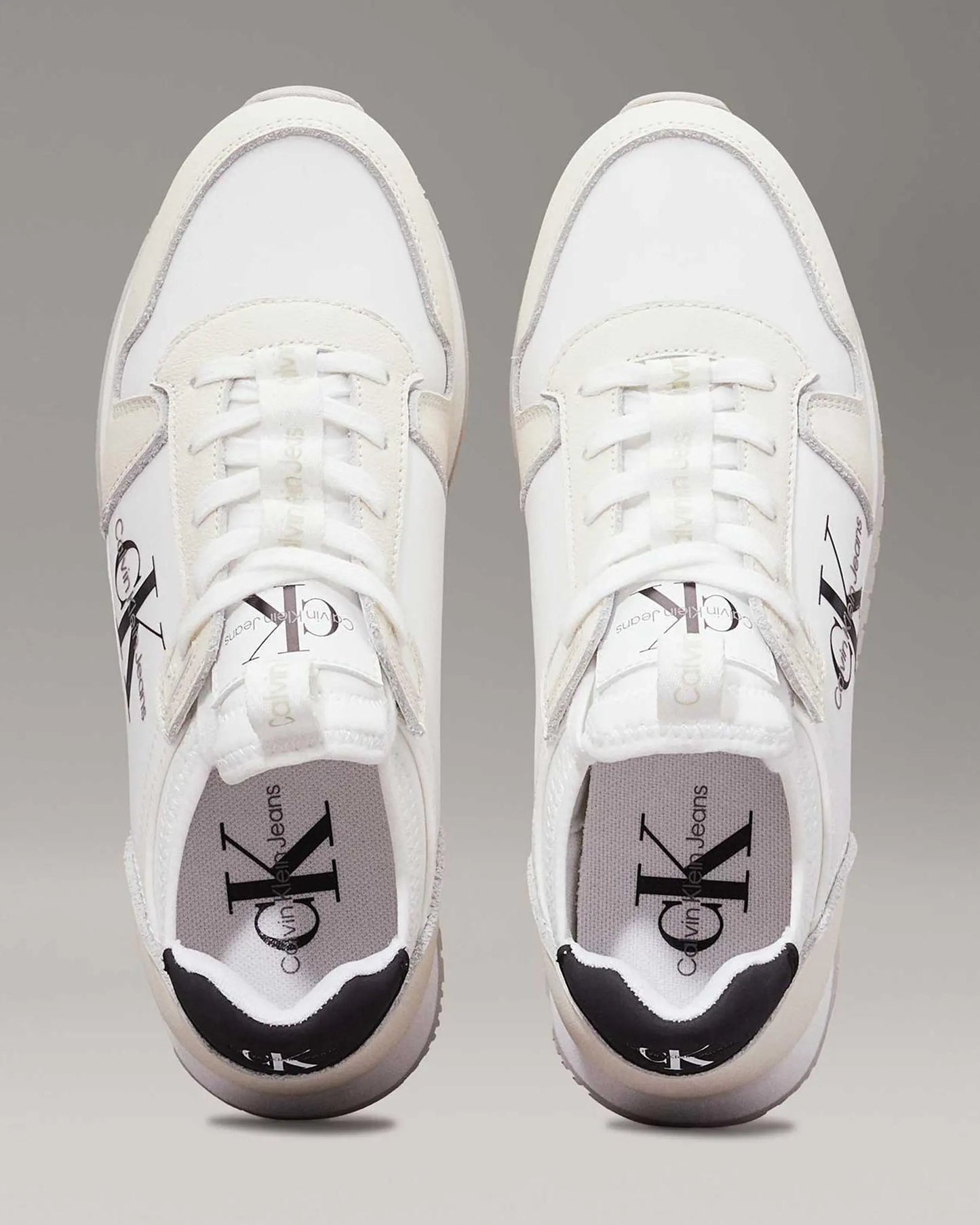 **Calvin Klein Jeans Runner Sock Laceup Trainers – Men’s Sneakers (White/Black)**