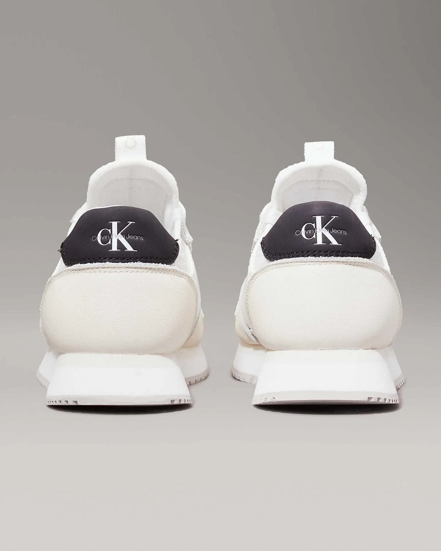 **Calvin Klein Jeans Runner Sock Laceup Trainers – Men’s Sneakers (White/Black)**