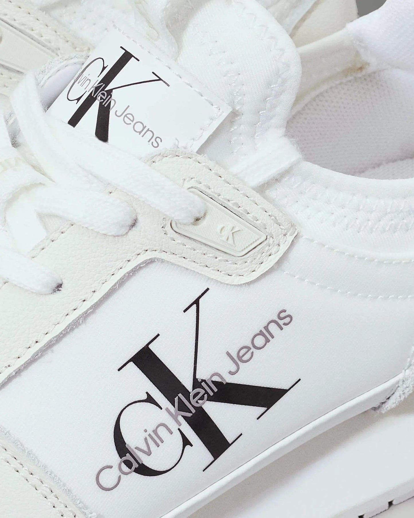 **Calvin Klein Jeans Runner Sock Laceup Trainers – Men’s Sneakers (White/Black)**