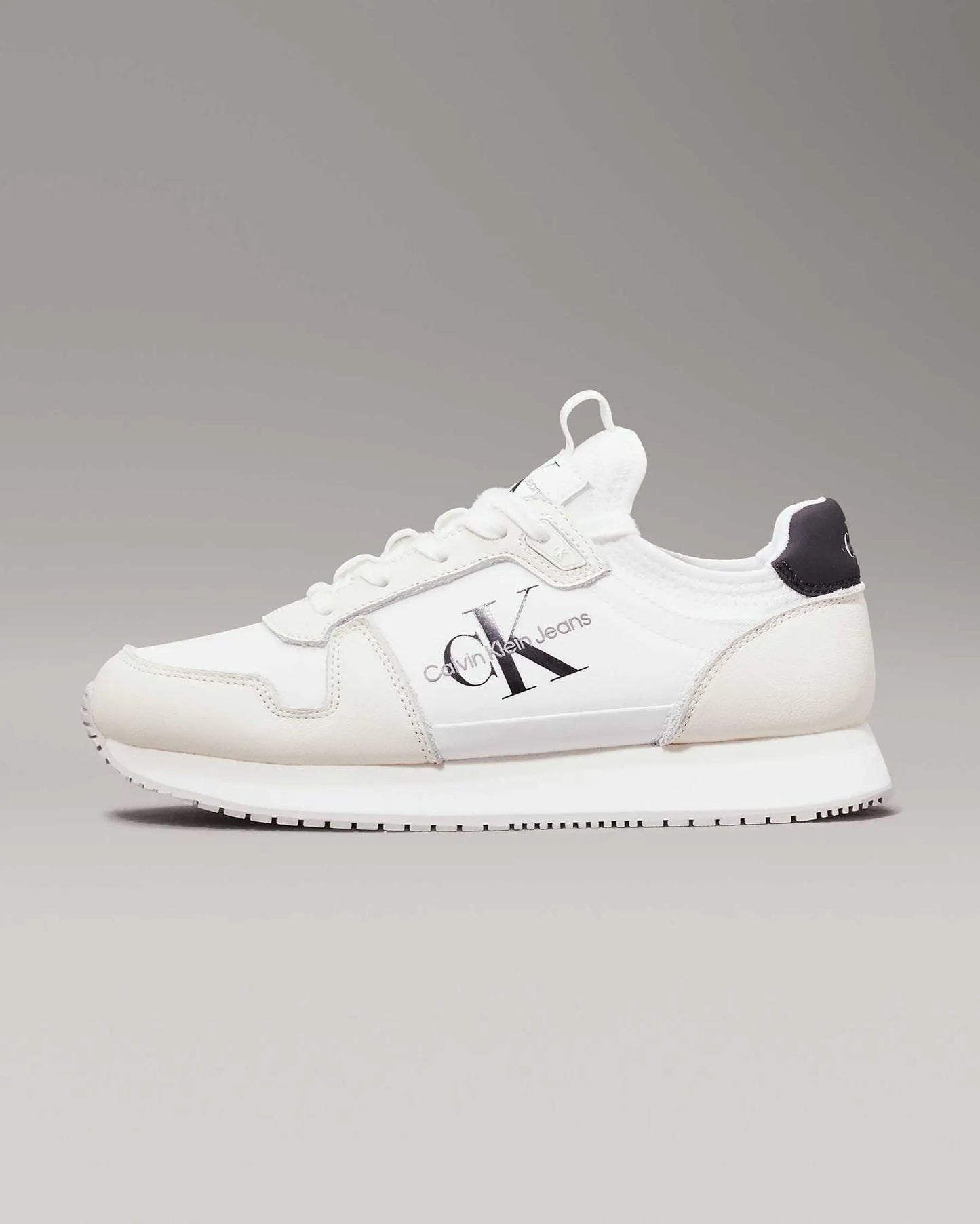 **Calvin Klein Jeans Runner Sock Laceup Trainers – Men’s Sneakers (White/Black)**