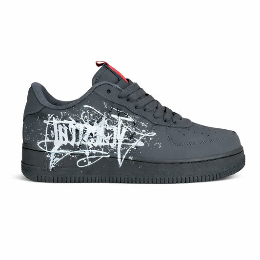 *Nike Air Force 1 Low Street Star Custom Anthracite Crimson Mens Sneakers*