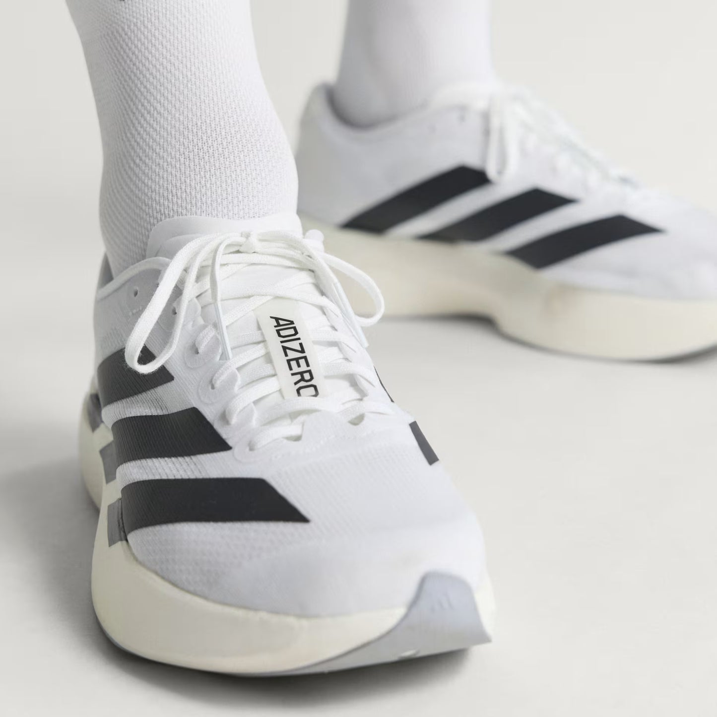Adidas Adizero EVO SL White Silver Running Shoes White x Black