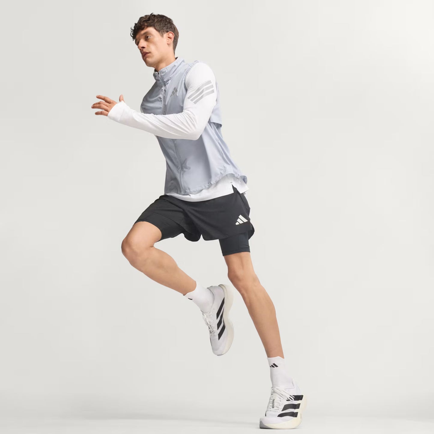 Adidas Adizero EVO SL White Silver Running Shoes White x Black