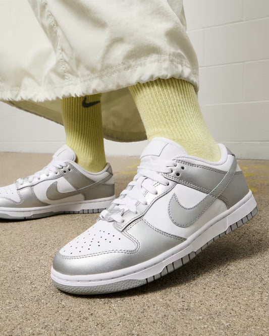 ## Nike Dunk Low White Silver Sneakers