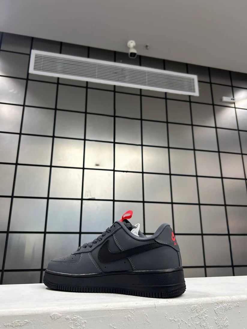 *Nike Air Force 1 Low Street Star Custom Anthracite Crimson Mens Sneakers*